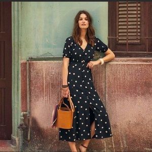 Sézane silk print polka dot dress